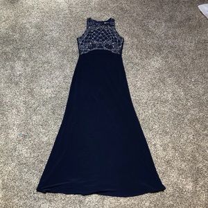 Long Navy Prom dress